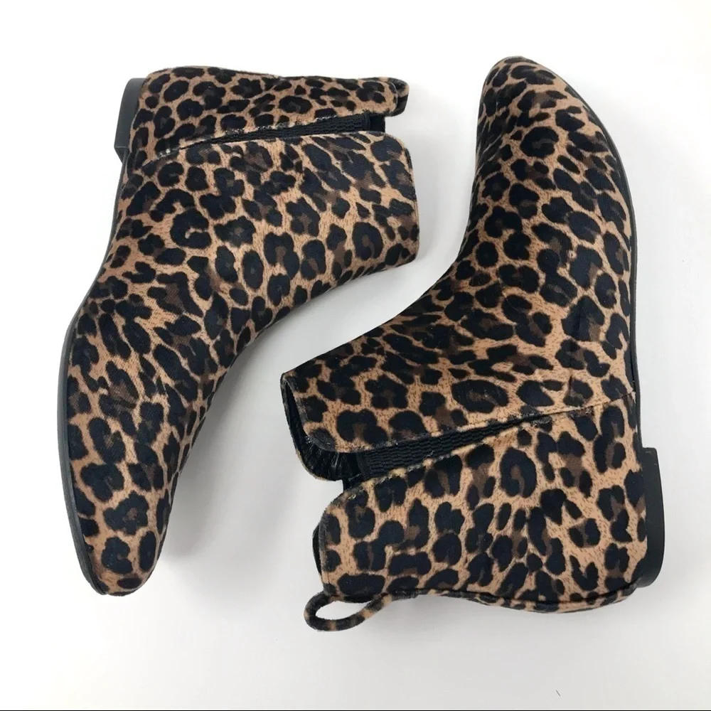 Born Remo Pixie Booties Brown Black Leopard Print Size 6
